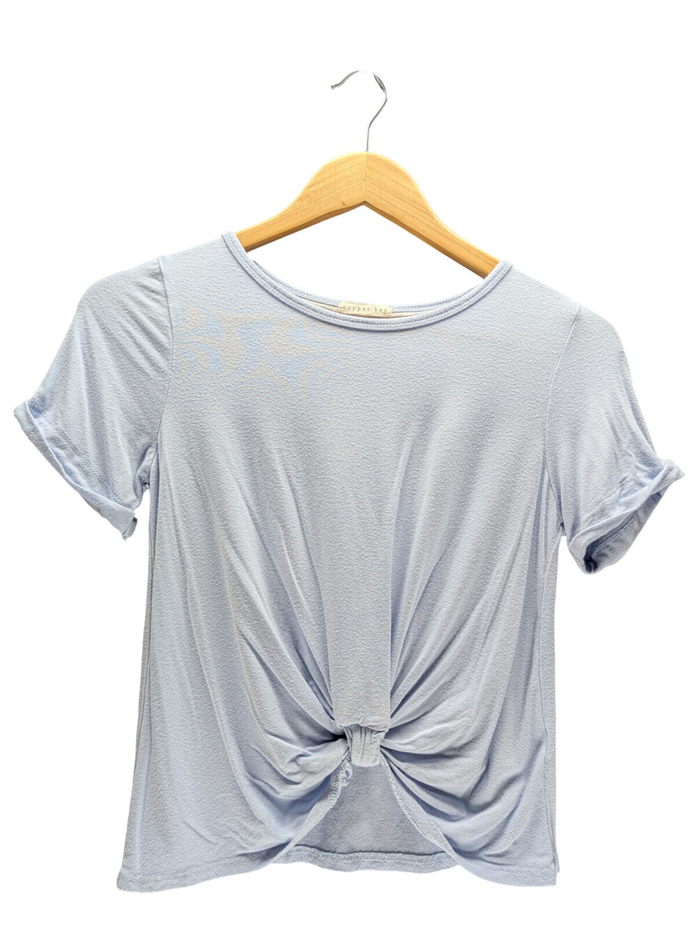 Copper Key Top Women Large L Twist Front Short Sleeve Blue